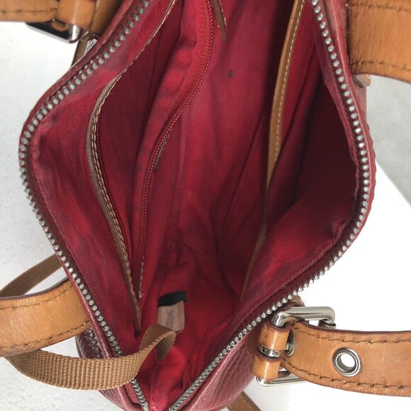 Vintage Dooney & Bourke Genuine Pebbled Leather Red Adj tote Crossbody Bag - Picture 9 of 15